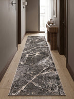 Tapis de couloir Rhône dans un couloir clair sur parquet avec console en bois