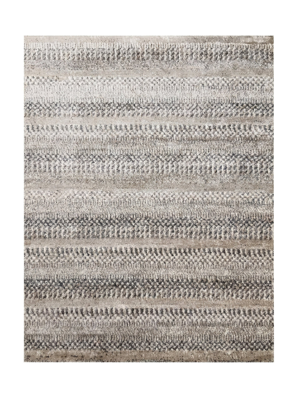 Tapis Céret rayé chiné beige, crème et gris, vue de dessus
