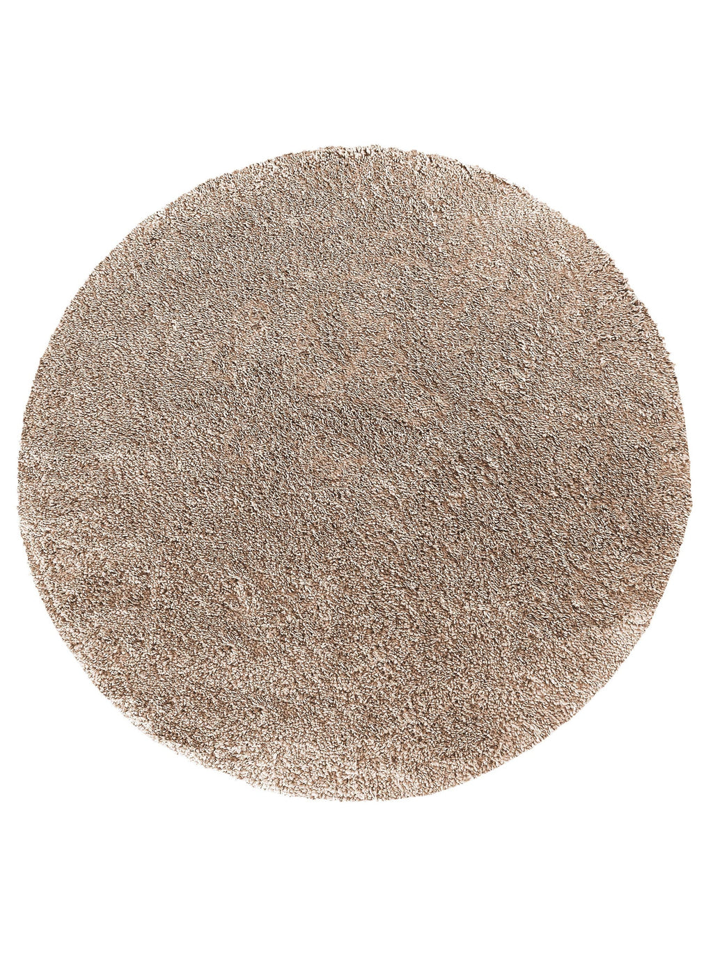 Tapis rond shaggy Ocre beige sable à poils longs, vue de dessus