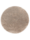 Tapis rond shaggy Ocre beige sable à poils longs, vue de dessus