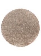 Tapis rond shaggy Ocre beige sable à poils longs, vue de dessus