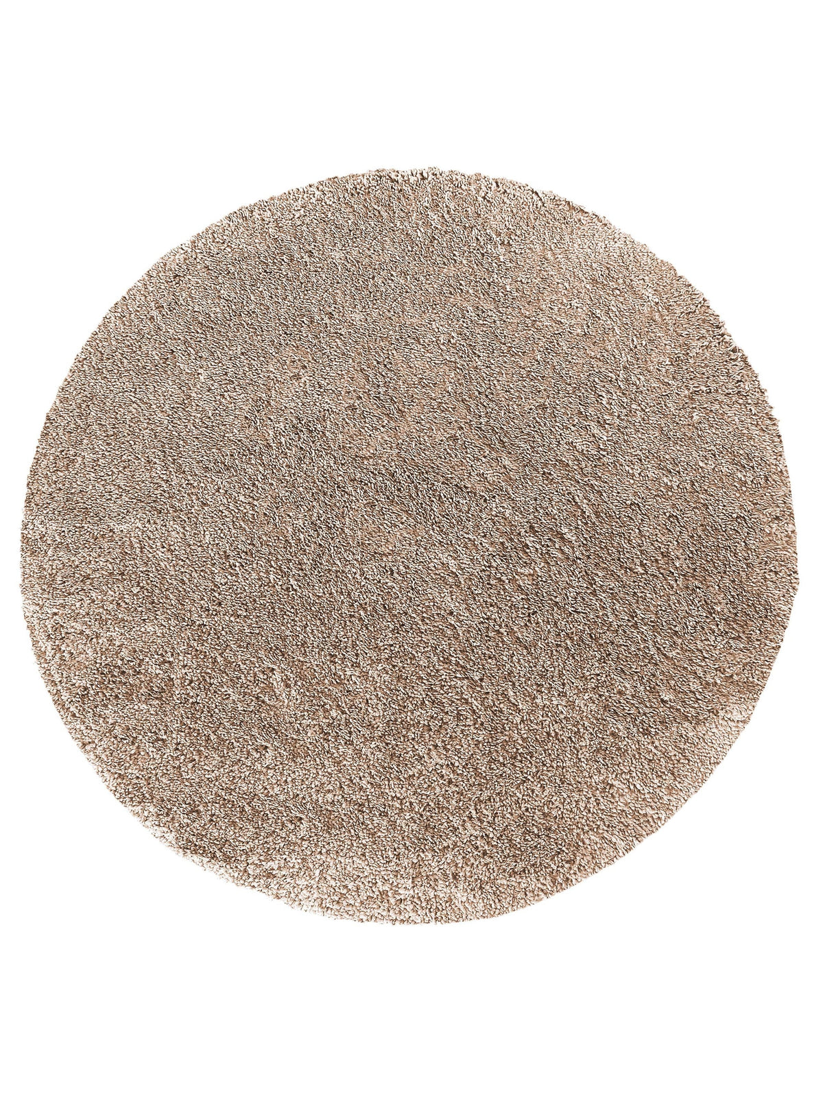 Tapis rond shaggy Ocre beige sable à poils longs, vue de dessus