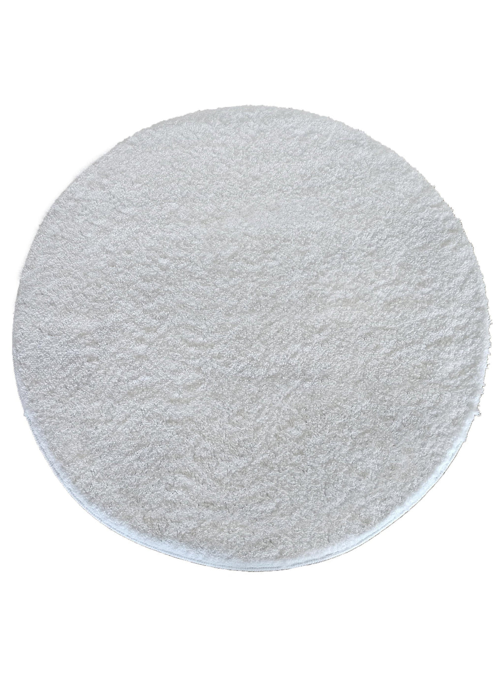 Tapis rond Craie uni blanc cassé à poils épais, vue de dessus