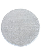 Tapis rond Craie uni blanc cassé à poils épais, vue de dessus