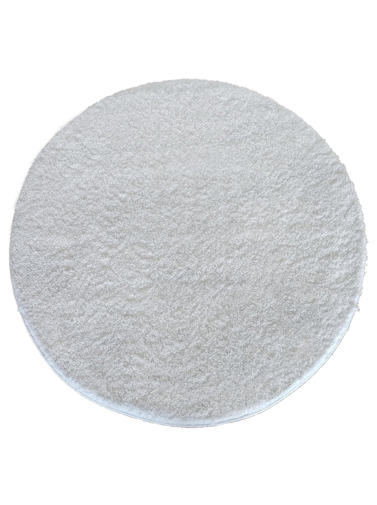 Tapis rond Craie uni blanc cassé à poils épais, vue de dessus