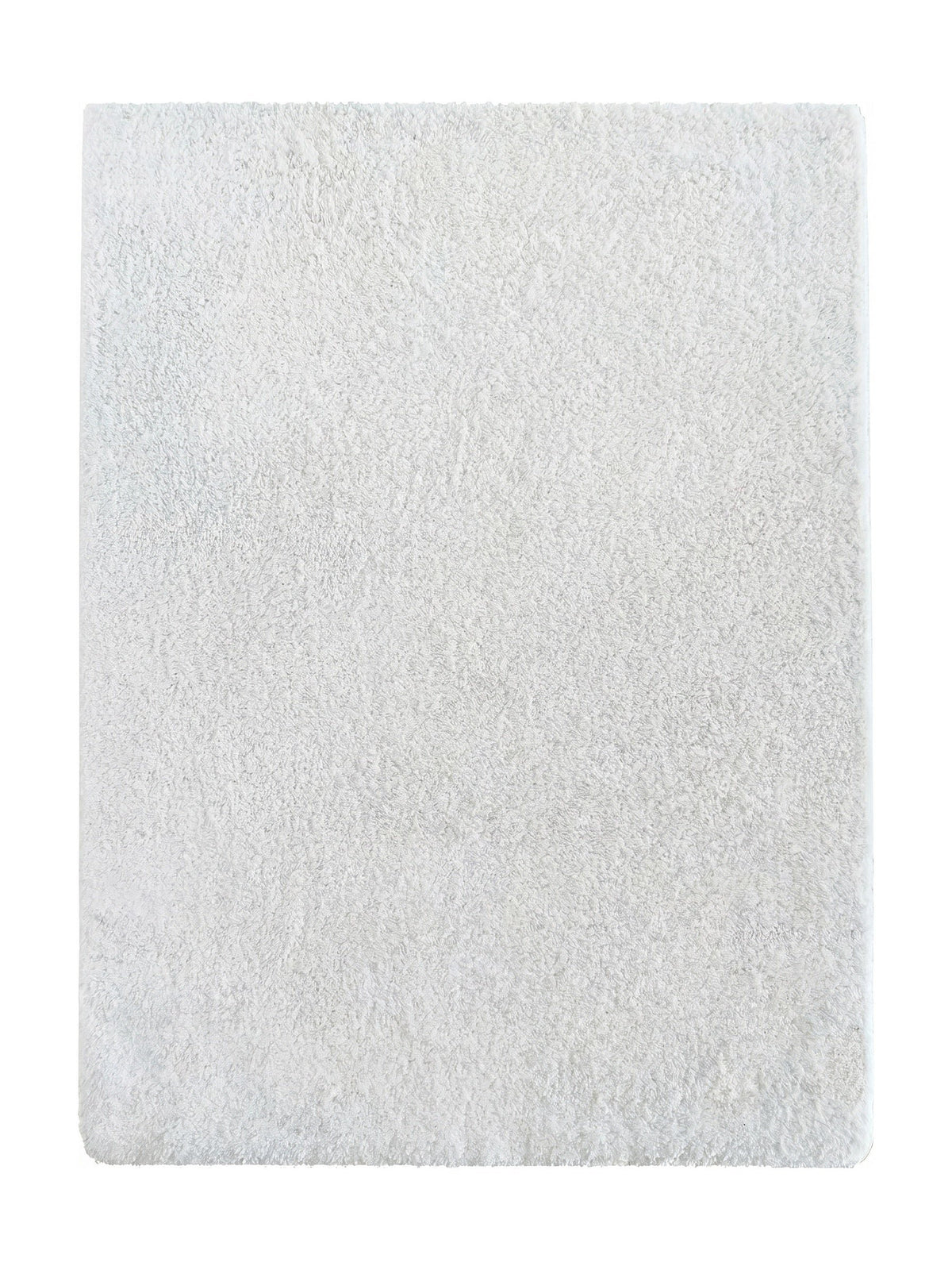 Tapis shaggy doux Vence blanc, uni, coins arrondis, vue de dessus